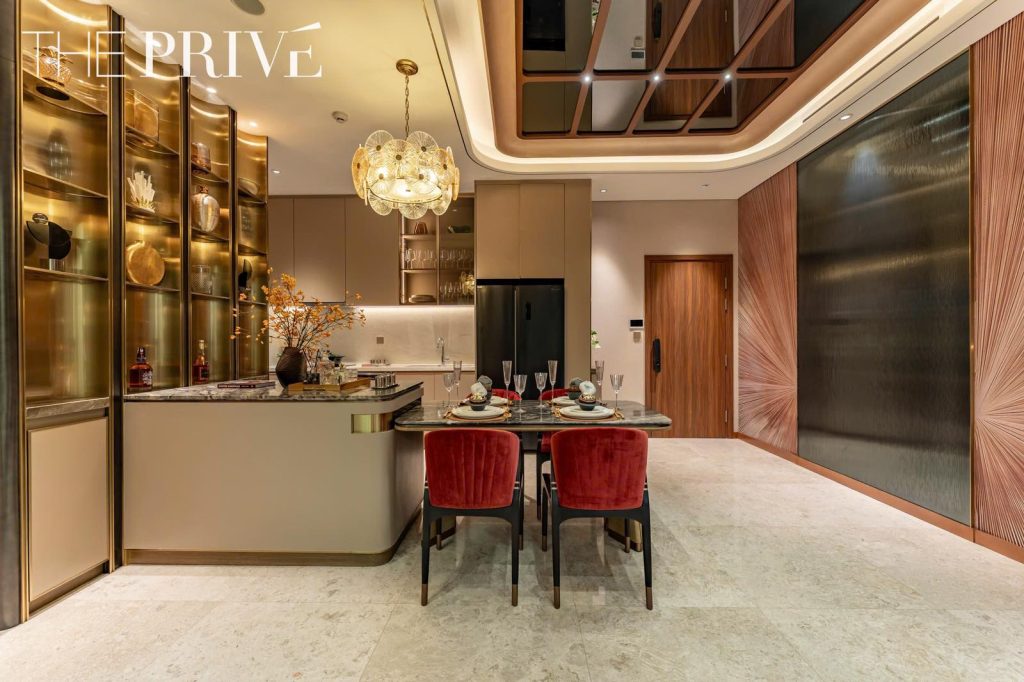 Phối cảnh khu vực bàn ăn căn hộ The Privé